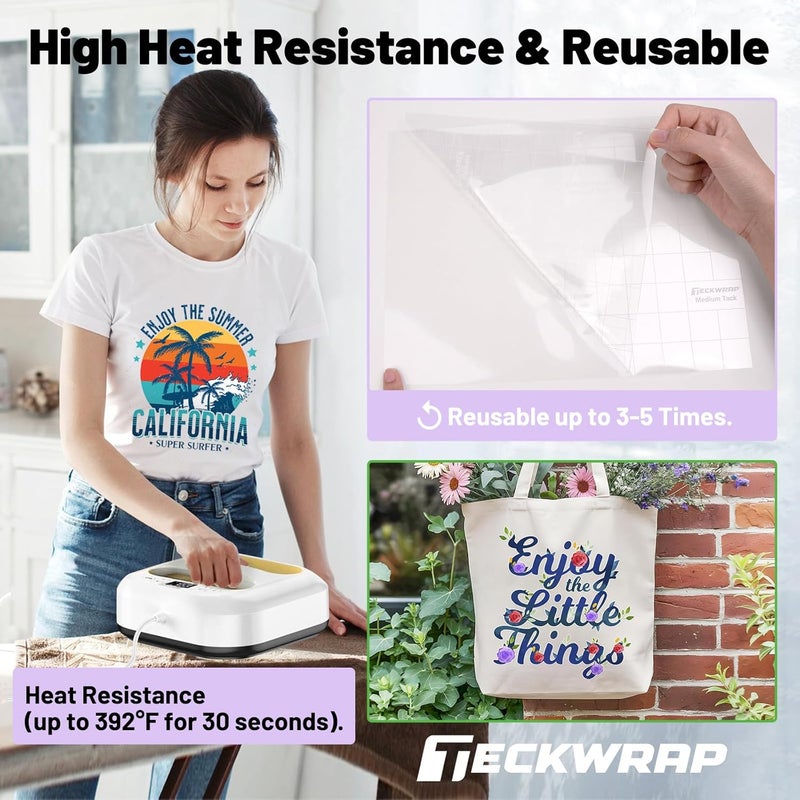 TECKWRAP Clear Transfer Tape for Vinyl -12INCH x 10 FT,White Alignment Grid for Heat Transfer Vinyl, Printable HTV, DIY Decals, Signs, Stickers, Adhesive Vinyl - Image 5